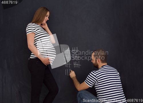 Image of pregnant couple accounts week of pregnancy