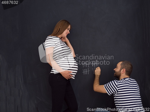 Image of pregnant couple accounts week of pregnancy