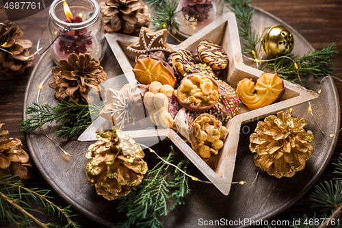 Image of Variation of Christmas cookies and gingerbread with ornaments 