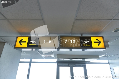 Image of Airport departure gates sign