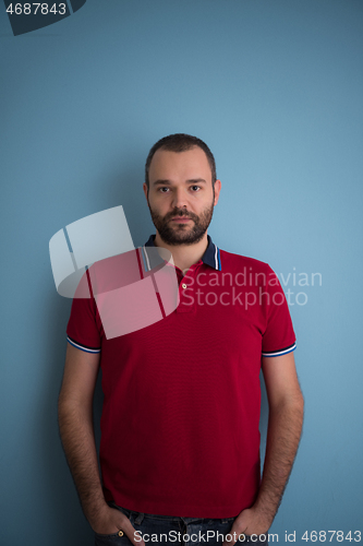 Image of portrait of man isolated on blue background
