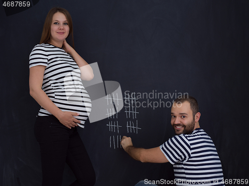 Image of pregnant couple accounts week of pregnancy