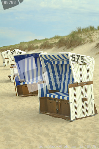 Image of Blue white Beach Chairs