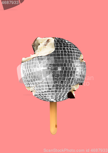 Image of A musicial icecream. Modern design. Contemporary art collage.