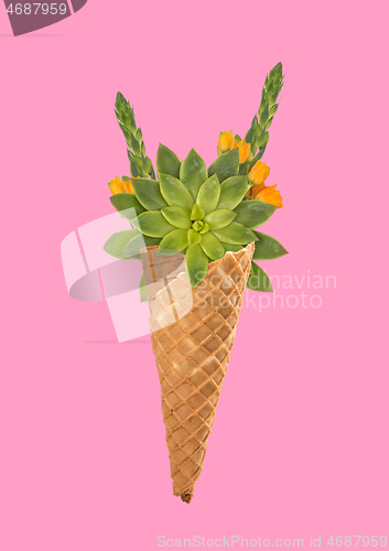 Image of A natural icecream. Modern design. Contemporary art collage.