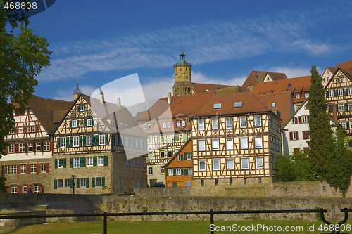 Image of Remote medieval town in Germany with a lot of framework building