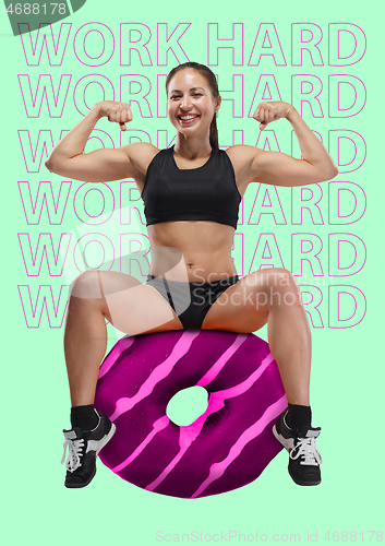 Image of Work hard. Modern design. Contemporary art collage.