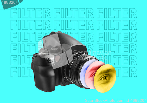 Image of An alternative filters. Modern design. Contemporary art collage.