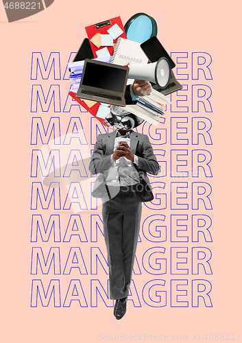 Image of Manager. Modern design. Contemporary art collage.