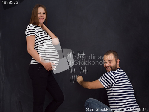 Image of pregnant couple accounts week of pregnancy