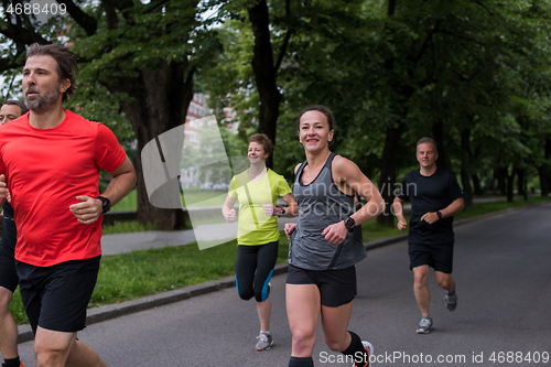 Image of runners team on morning training