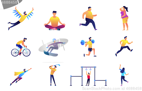 Image of Sport and lifestyle vector illustrations set.