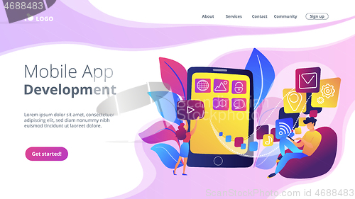 Image of Mobile application development vector illustration