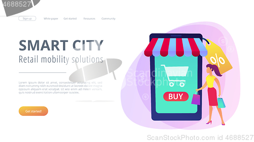 Image of Smart retail in smart city concept illustration.