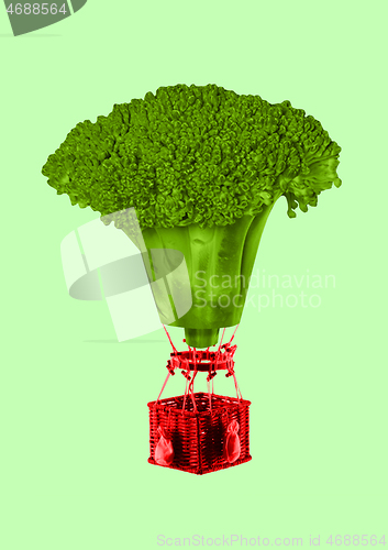 Image of Veganism. Modern design. Contemporary art collage.