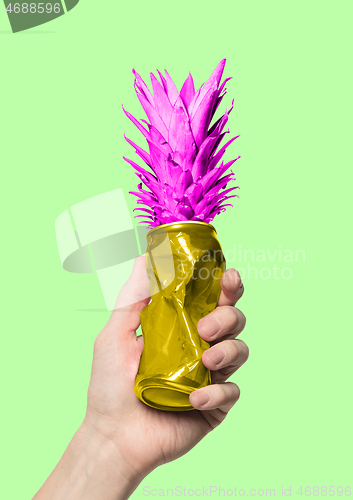 Image of Alternative pineapple. Modern design. Contemporary art collage.