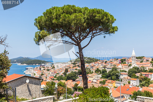 Image of Panoramic view of traditional old seaside town of Mali Losinjn, Croatia, Mediterranean, Europe