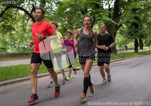 Image of runners team on morning training