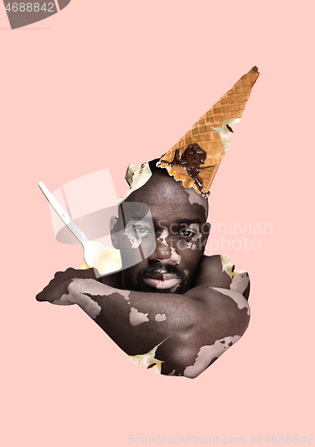 Image of An alternative icecream. Modern design. Contemporary art collage.