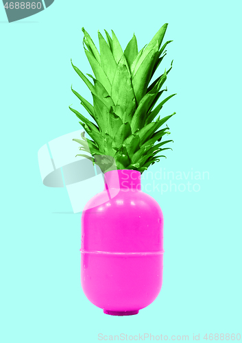 Image of Alternative pineapple. Modern design. Contemporary art collage.
