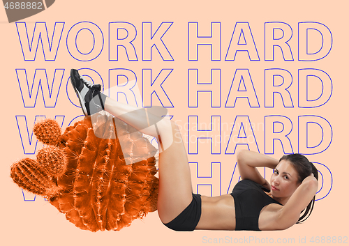 Image of Work hard. Modern design. Contemporary art collage.