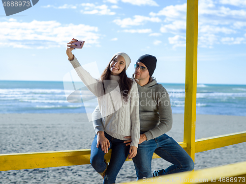 Image of Gorgeous couple taking Selfie picture