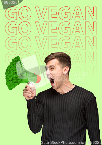 Image of Vegan. Modern design. Contemporary art collage.
