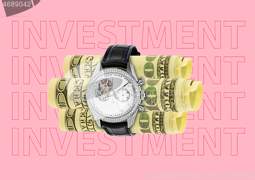 Image of Investment. Modern design. Contemporary art collage.