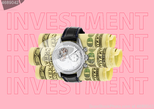 Image of Investment. Modern design. Contemporary art collage.