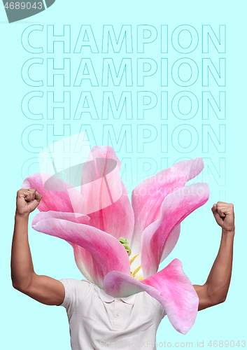 Image of Champion. Modern design. Contemporary art collage.