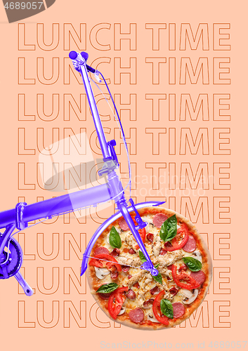 Image of It\'s time for lunch. Modern design. Contemporary art collage.