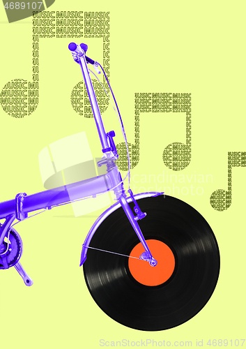 Image of A musicial bike. Modern design. Contemporary art collage.