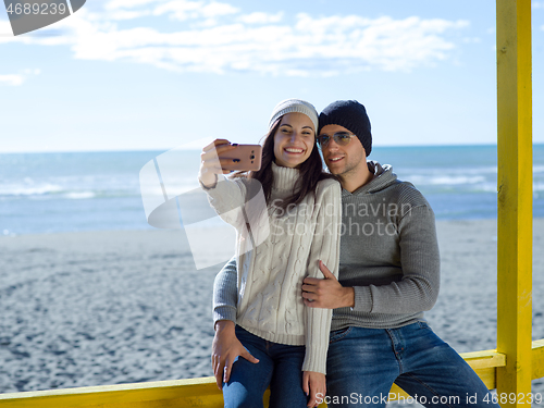 Image of Gorgeous couple taking Selfie picture