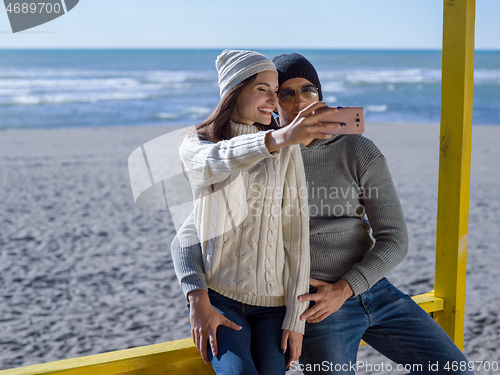 Image of Gorgeous couple taking Selfie picture