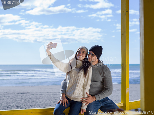 Image of Gorgeous couple taking Selfie picture