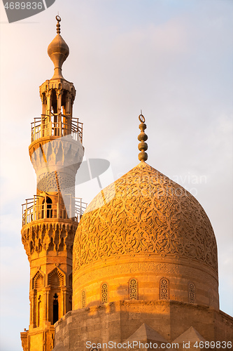 Image of The Aqsunqur mosque in Cairo Egypt at sunset
