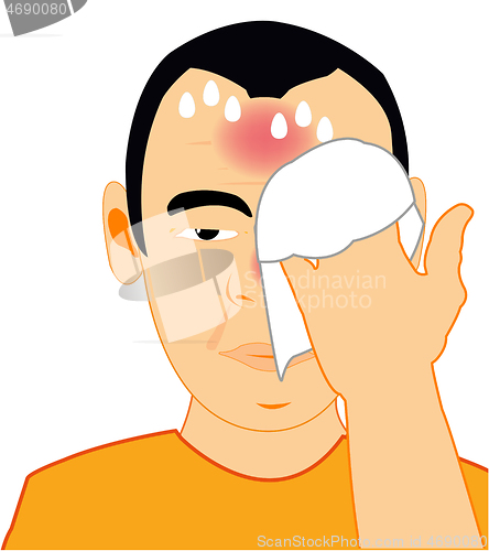 Image of Vector illustration of the man by sick flu