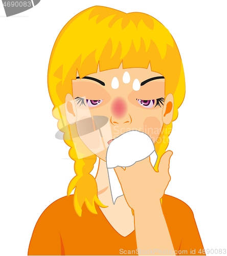 Image of Vector illustration of the girl by sick flu