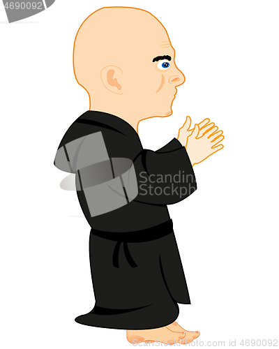 Image of Monk on prayer on white background is insulated