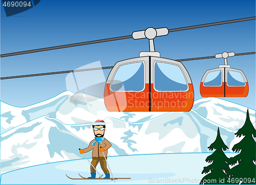 Image of Lift in snow mountain on ski resort