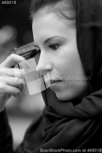 Image of suicide woman in black