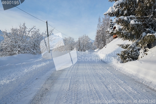 Image of Winter Road in a Village