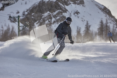 Image of Skiing in the winter snowy slopes