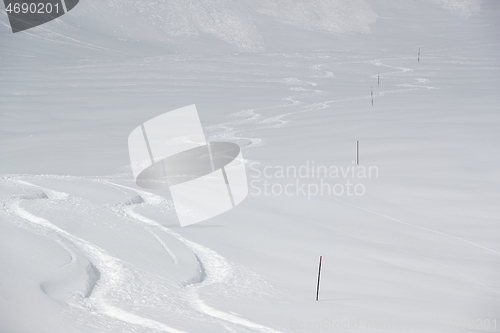 Image of Ski Slope with Fresh Curves