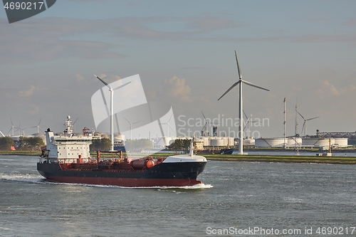 Image of Industrial ship leaving Rotterdam