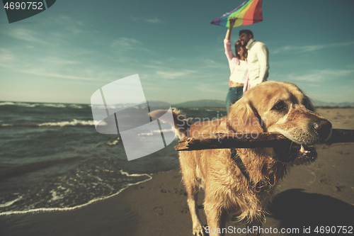 Image of happy couple enjoying time together at beach