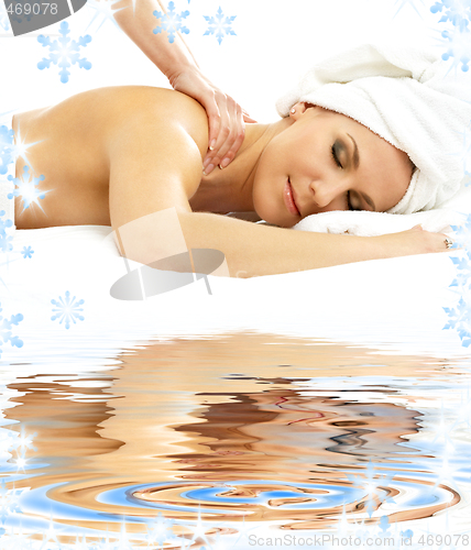 Image of professional massage on white sand