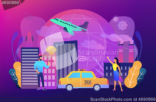 Image of Global internet of things smart city concept vector illustration