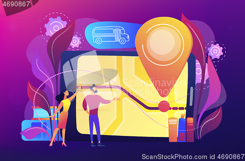 Image of School bus tracking system concept vector illustration.