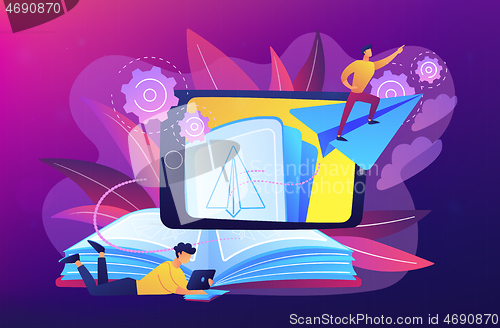 Image of Augmented reality books concept vector illustration.